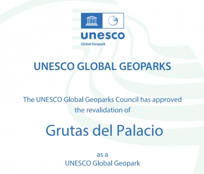 REVALIDACION DEL GEOPARQUE MUNDIAL UNESCO GRUTAS DEL  PALACIO - Tarjeta verde hasta el 31/12/2025